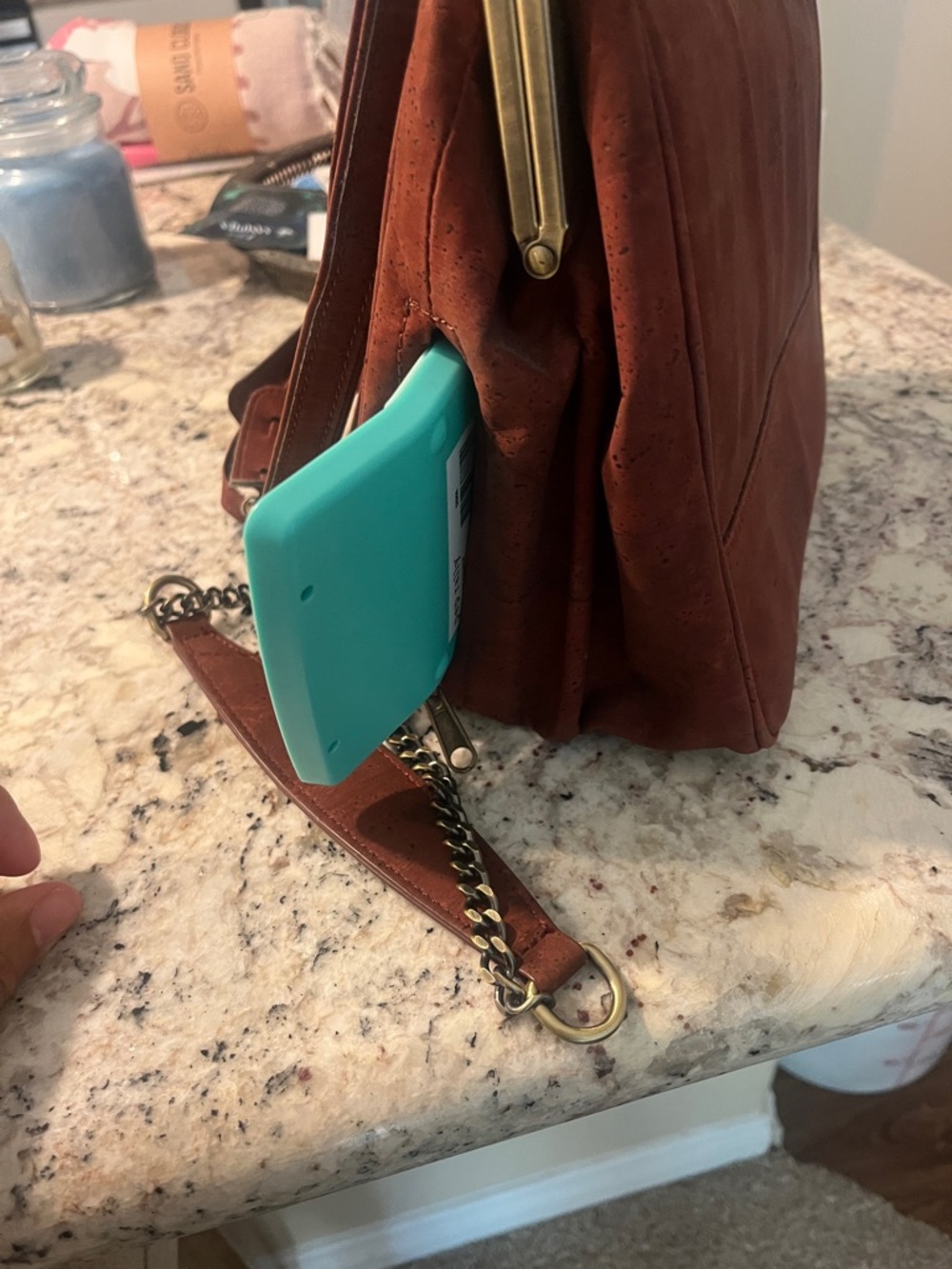 Classic BeBeBark Brick-Red sustainable CORK Backpack Crossbody - Picture 6 of 8